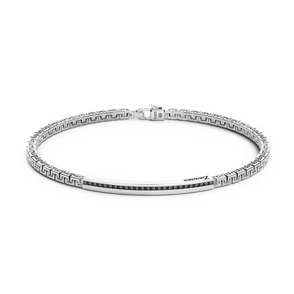 Zancan Bracciale Uomo in argento 925 e zirconi neri in placca centrale - EXB729 - Gioielleria De Patto