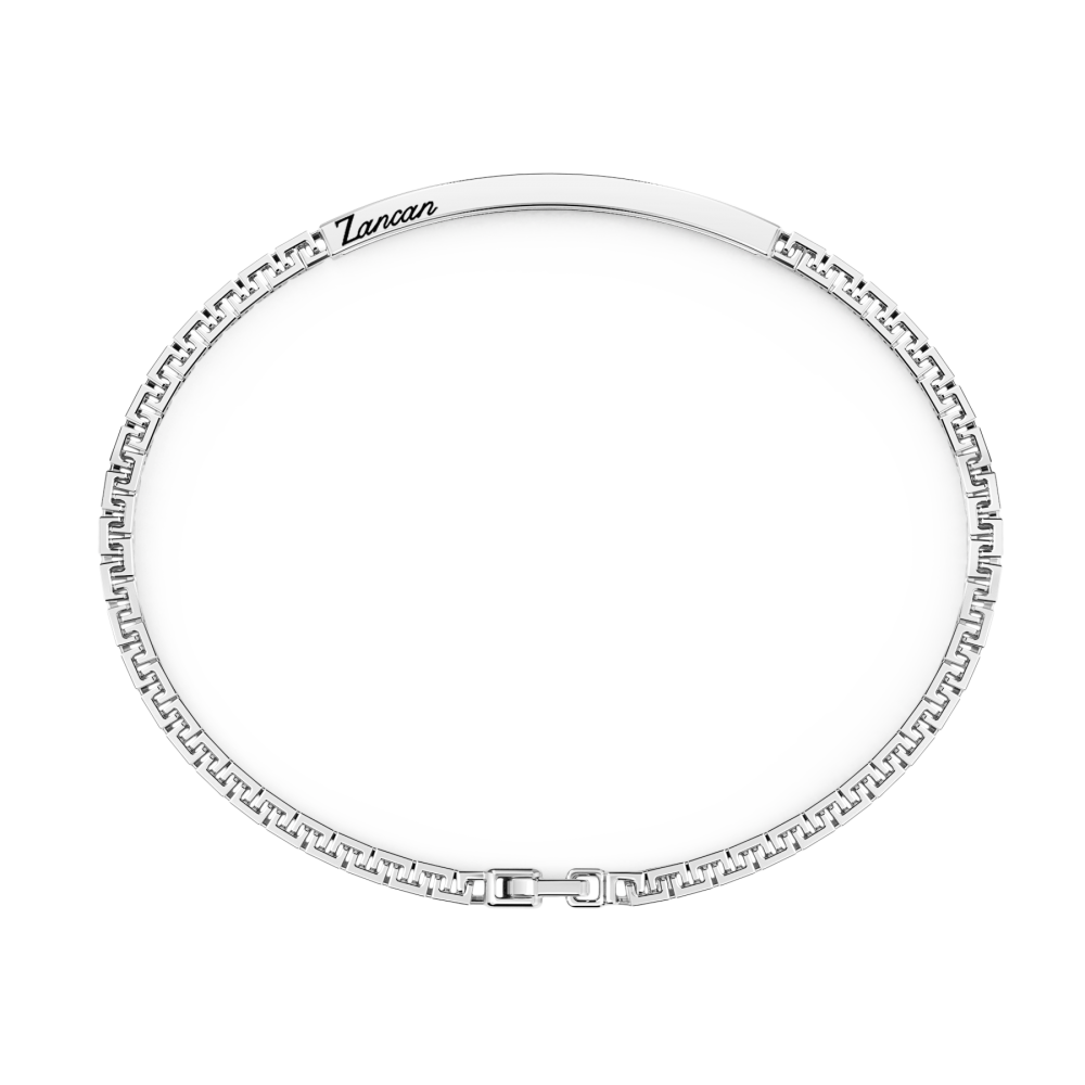 Zancan Bracciale Uomo in argento 925 e zirconi neri in placca centrale - EXB729 - Gioielleria De Patto