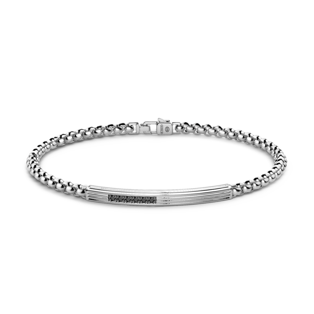 Zancan Bracciale Uomo in argento 925 con zirconi neri - EXB955 - Gioielleria De Patto
