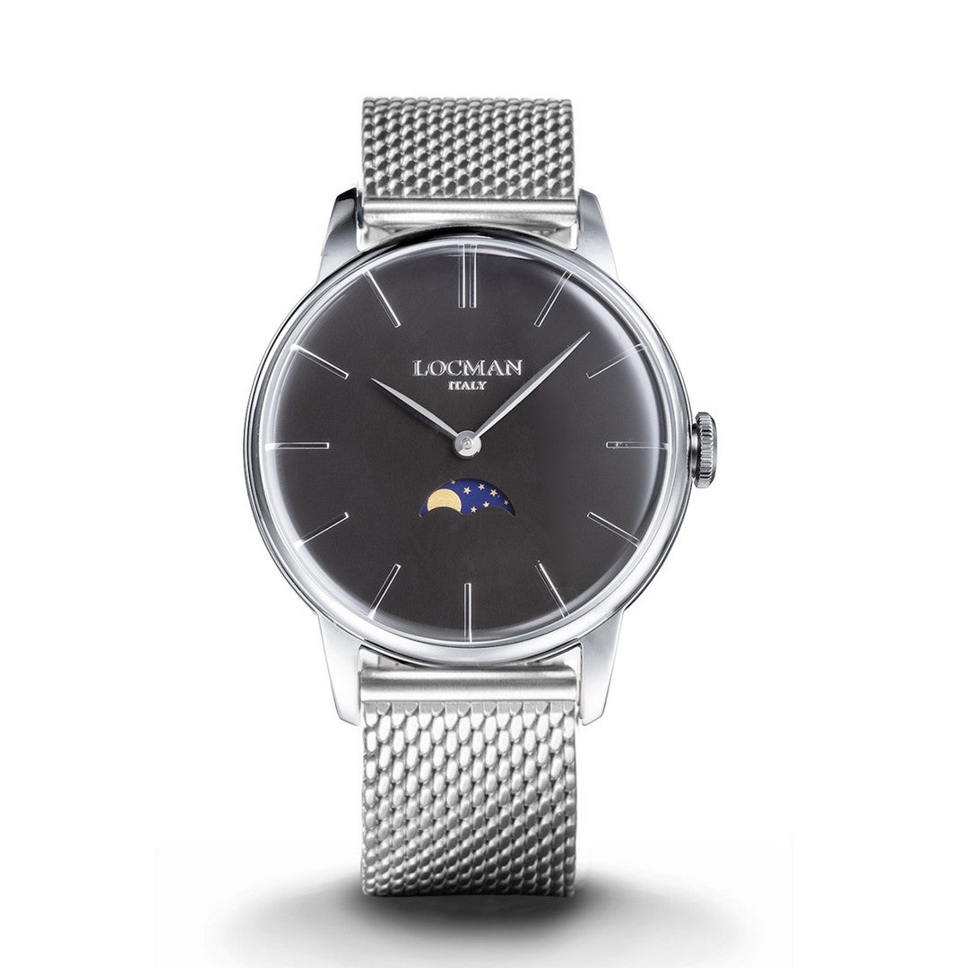 Orologio Uomo Locman Solo Tempo 1960 Fasi Lunari - 0256A01A-00BKNKB0 - Gioielleria De Patto