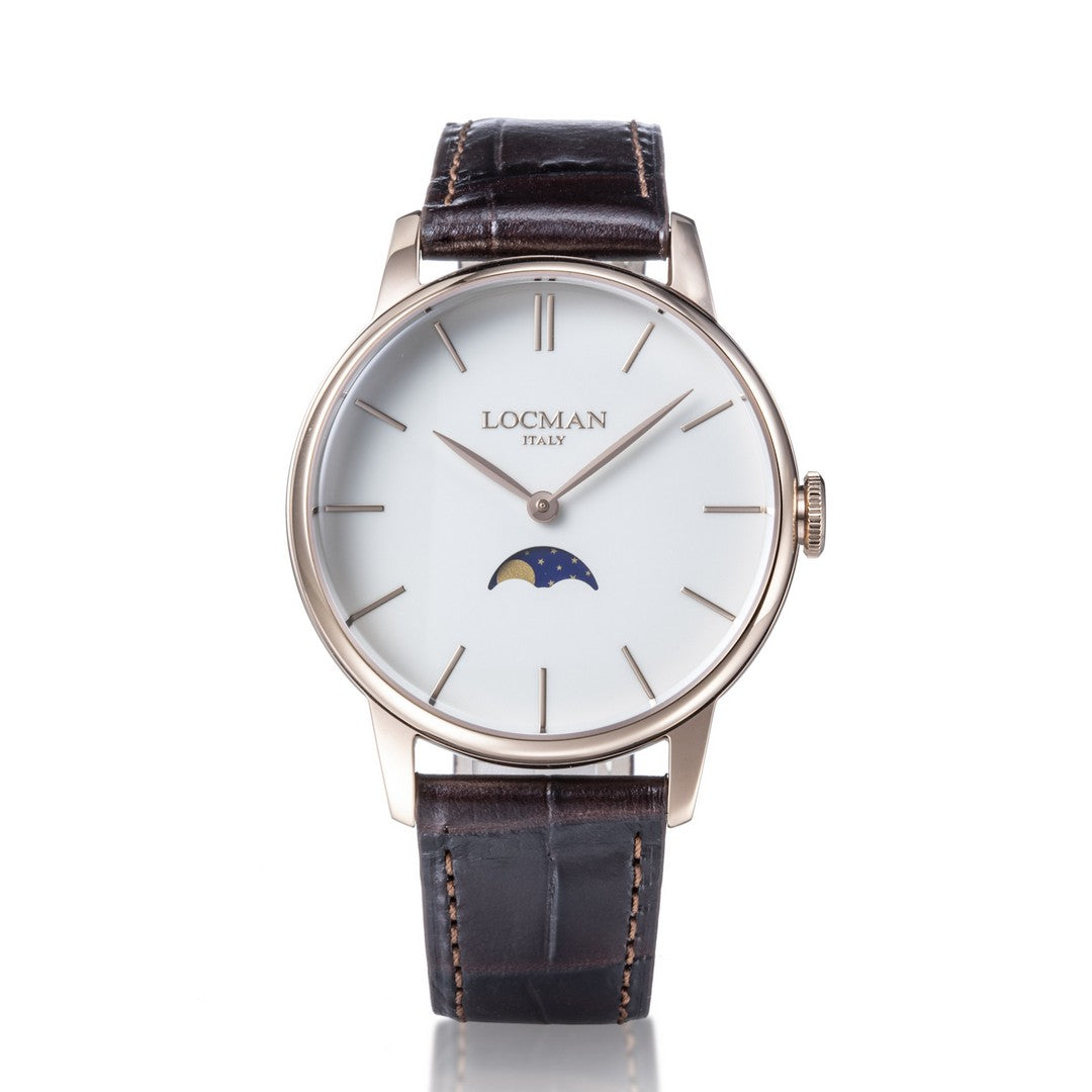 Orologio Uomo Locman Solo Tempo 1960 Fasi Lunari - 0256R05R-RGAVRGPT - Gioielleria De Patto