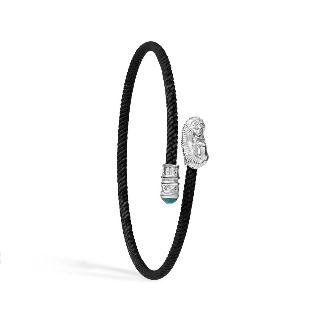 Bracciale Unisex Gerardo Sacco Vergine con cavetto nero - 32395-ve - Gioielleria De Patto
