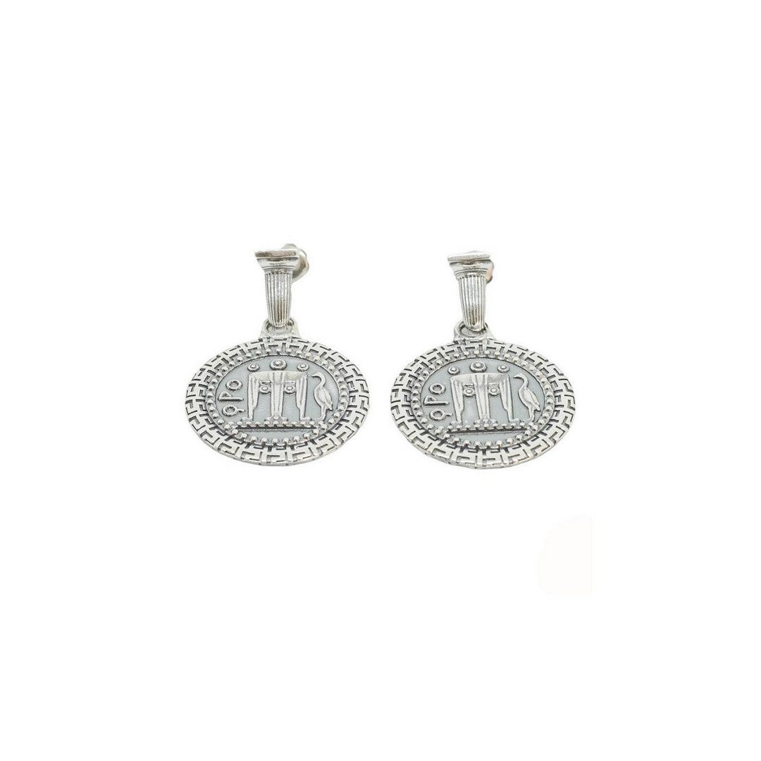 Orecchini Gerado Sacco Donna argento 925/000 con moneta statere e boccole colonna - 50295 - Gioielleria De Patto