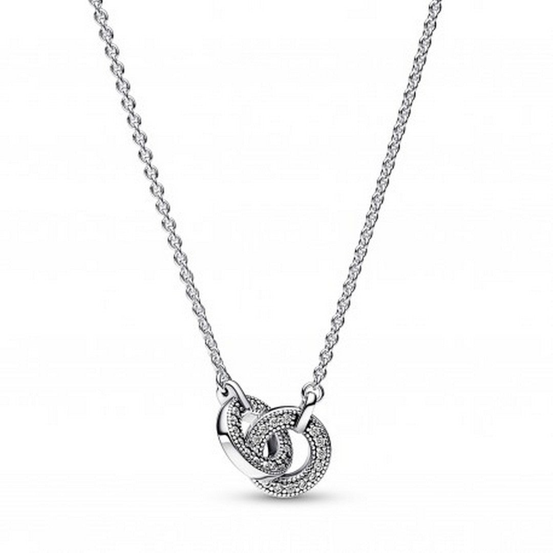 Collana Donna Pandora Cerchi Intrecciati Pavè - 392736C01 - Gioielleria De Patto