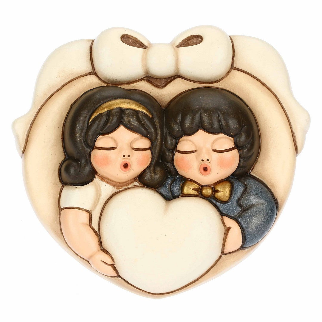Thun Formella coppia di sposini con cuore in ceramica - A1193H90B - Gioielleria De Patto