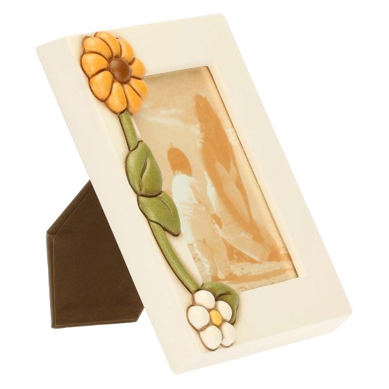 Thun Portafoto con Fiore di Calendula in Ceramica Racconti d'Autunno, Medio - C3115H90 - Gioielleria De Patto