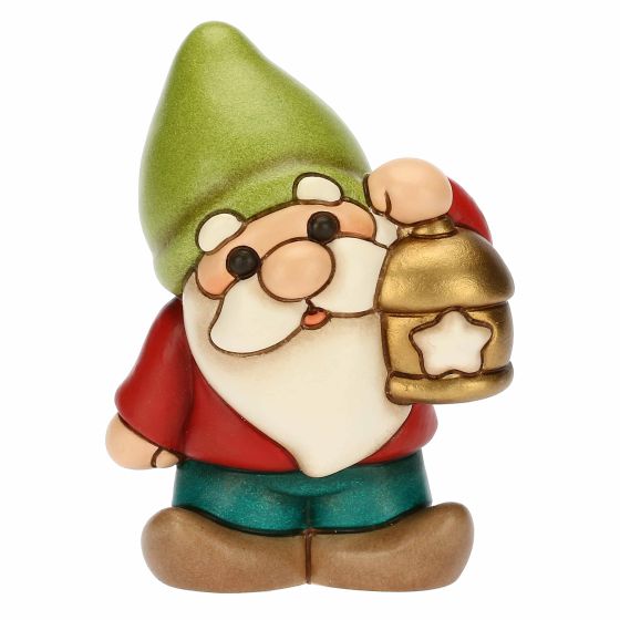 Thun Gnomo Oliver con lanterna in ceramica Bosco Magico - F3313H90 - Gioielleria De Patto