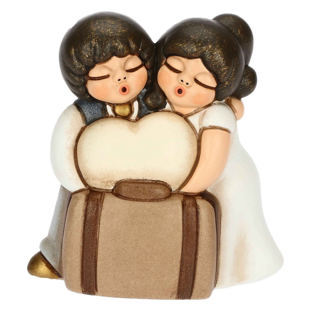 Thun Sposini in viaggio con cuore e valigia in ceramica, piccoli - F3344H90B - Gioielleria De Patto