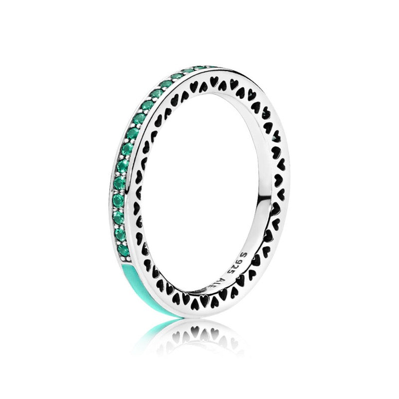 Anello Donna Pandora Cuori Radiosi Verde Menta - 191011NRG - Gioielleria De Patto