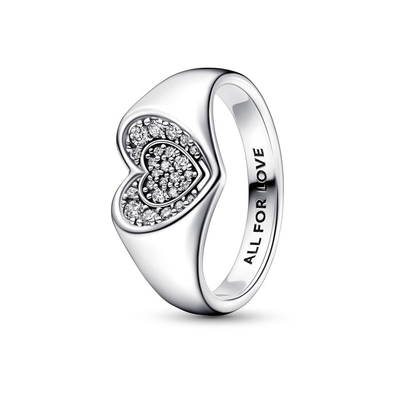 Anello Donna Pandora Cuore Pavé Sigillo - 192491C01 - Gioielleria De Patto
