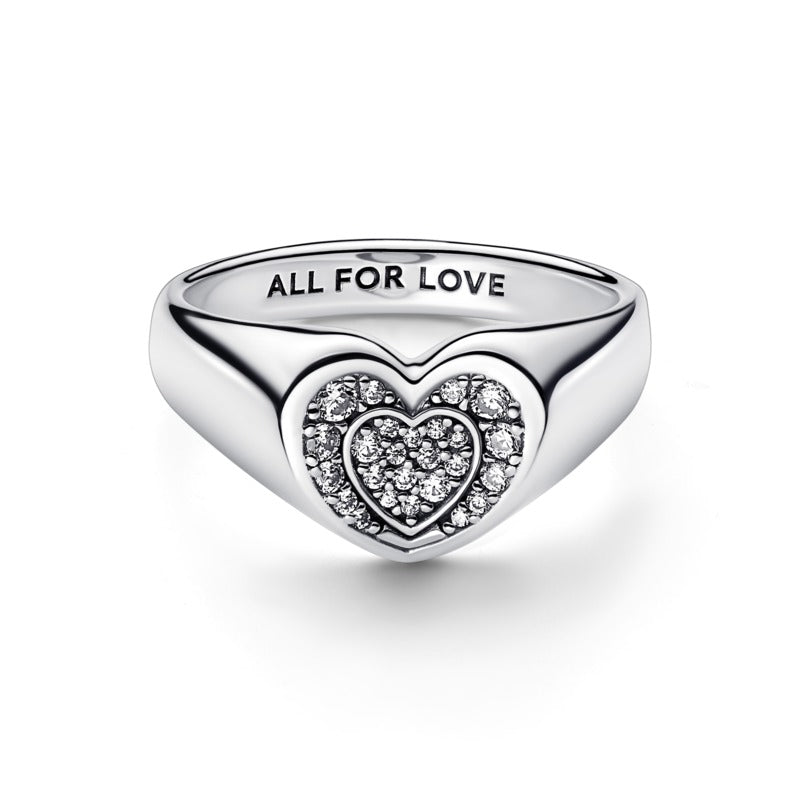 Anello Donna Pandora Cuore Pavé Sigillo - 192491C01 - Gioielleria De Patto
