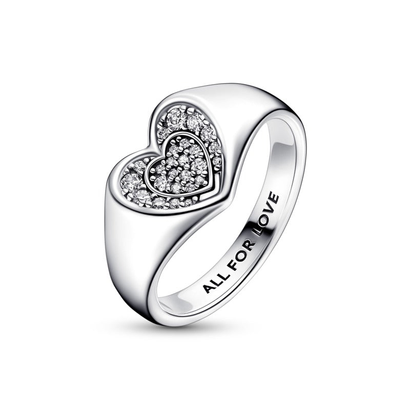 Anello Donna Pandora Cuore Pavé Sigillo - 192491C01 - Gioielleria De Patto