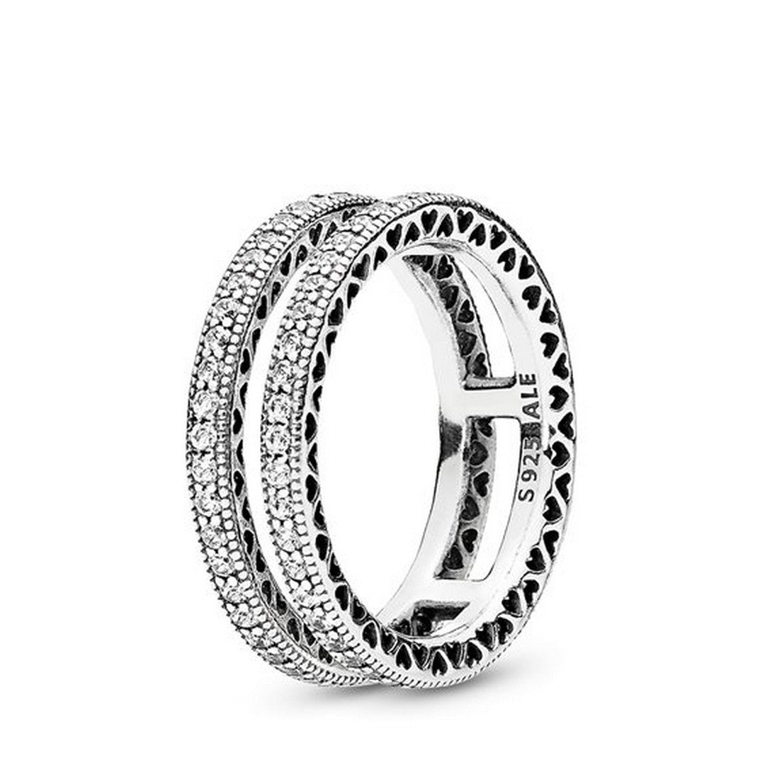 Anello Donna Pandora Doppi Cuori - 196236CZ - Gioielleria De Patto