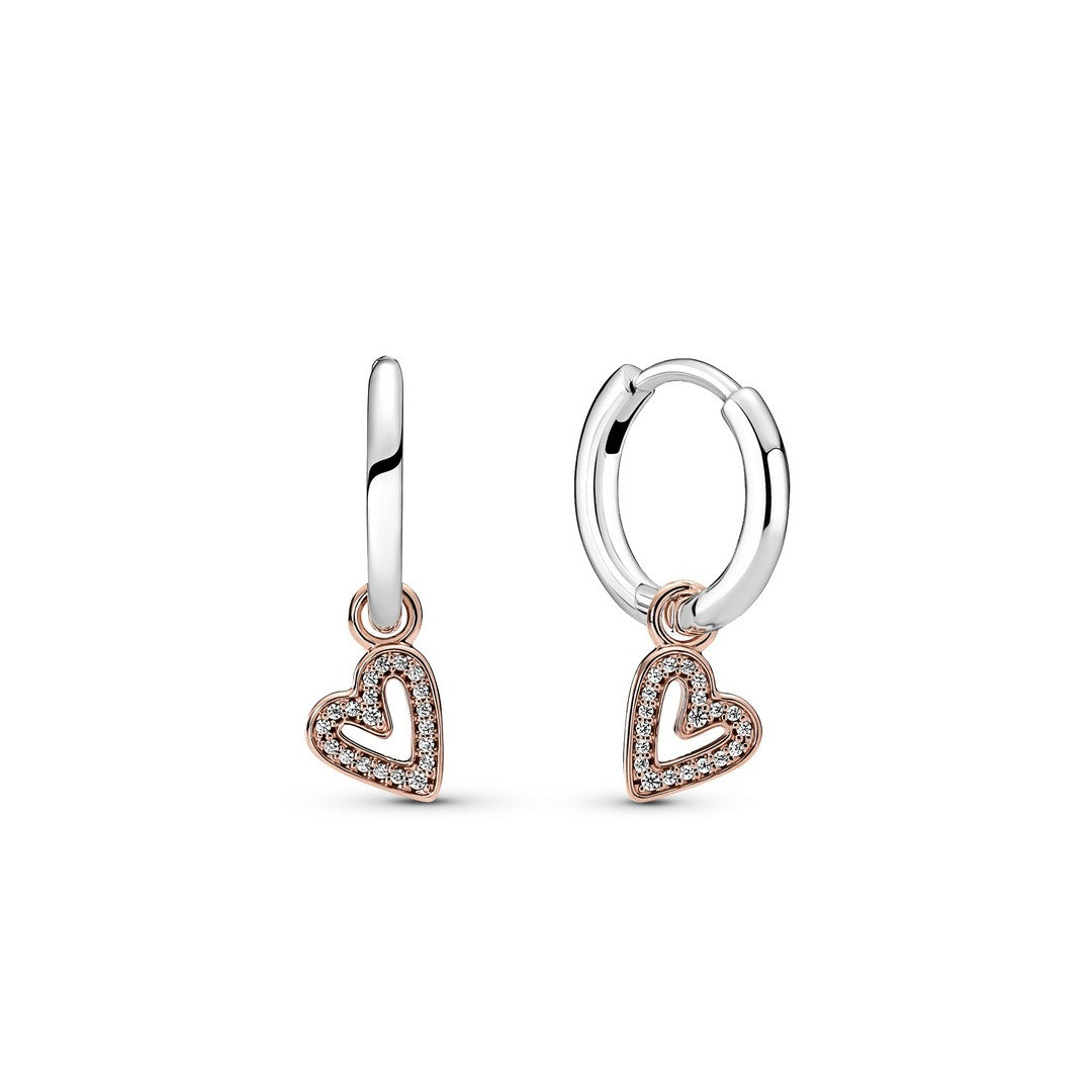 Orecchini Donna Pandora Cerchi Cuore Asimmetrico - 280090C01 - Gioielleria De Patto