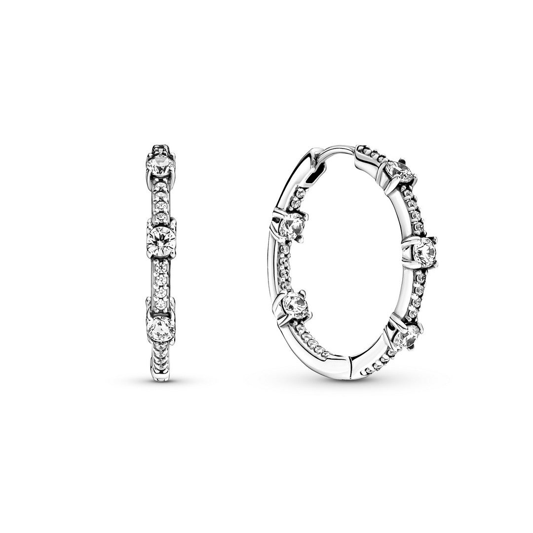 Orecchini Donna Pandora Cerchi con Pietre Luminose - 290043C01 - Gioielleria De Patto