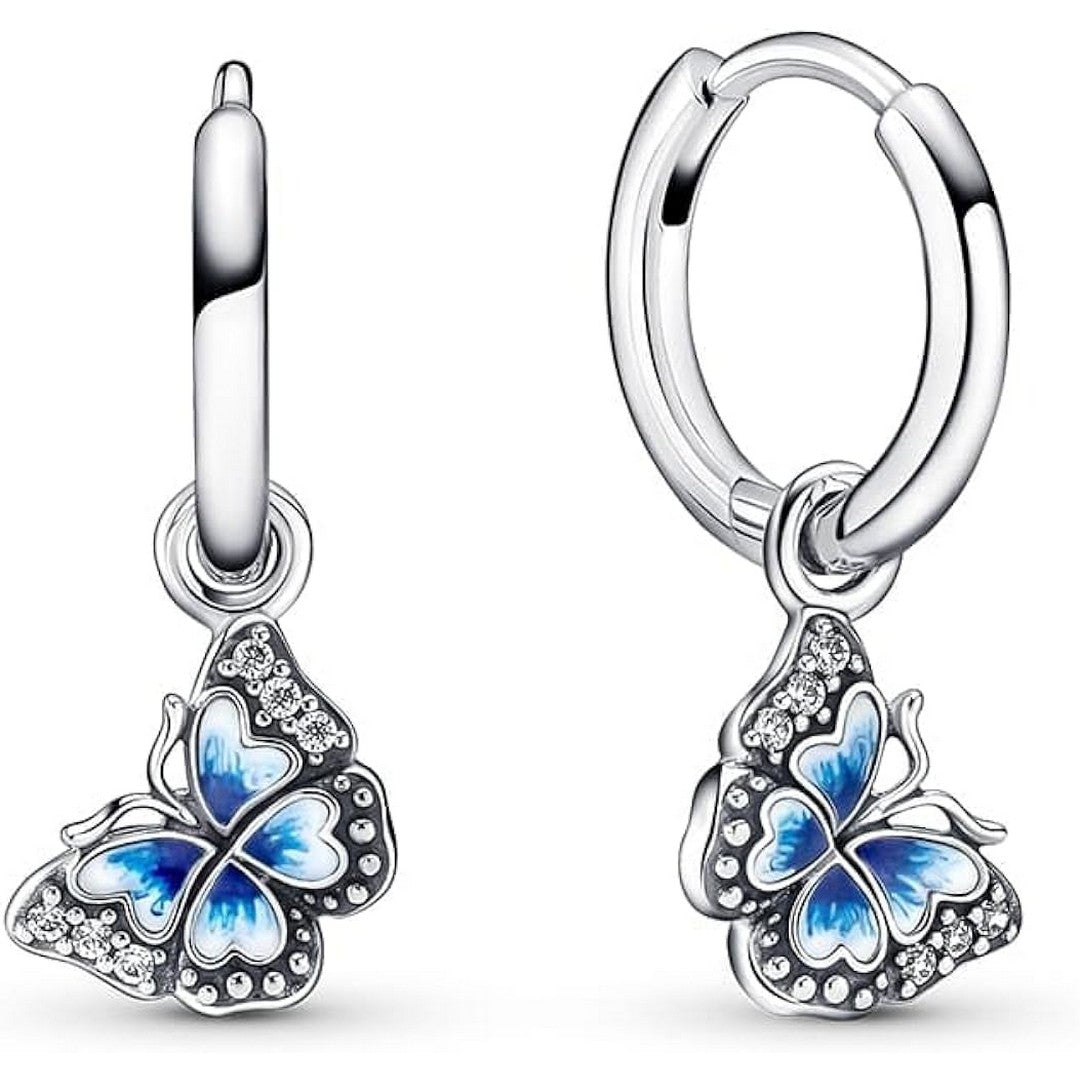 Orecchini Donna Pandora Cerchi Farfalla Blu - 290778C01 - Gioielleria De Patto