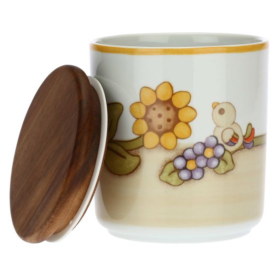 Thun Barattolo in porcellana Country con uccellino e girasole - p3754e02 - Gioielleria De Patto