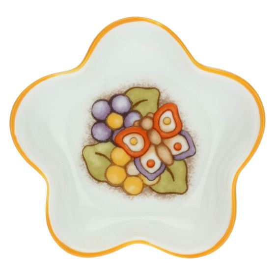 Thun Poggia bustina in porcellana Country a forma di fiore con farfalla - P3763E02 - Gioielleria De Patto