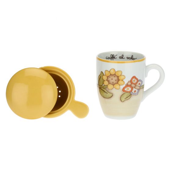 Thun Tisaniera in porcellana Country con girasole e farfalla - P3764E02 - Gioielleria De Patto