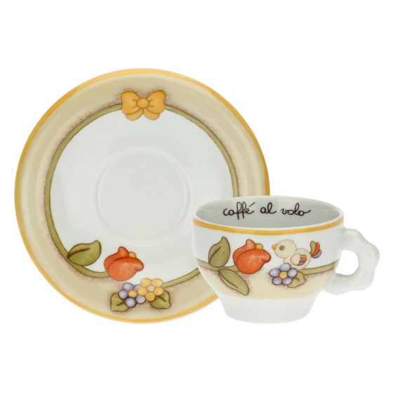 Thun Set 2 tazze Country con fiori, farfalla e uccellino medio - P3771E02 - Gioielleria De Patto