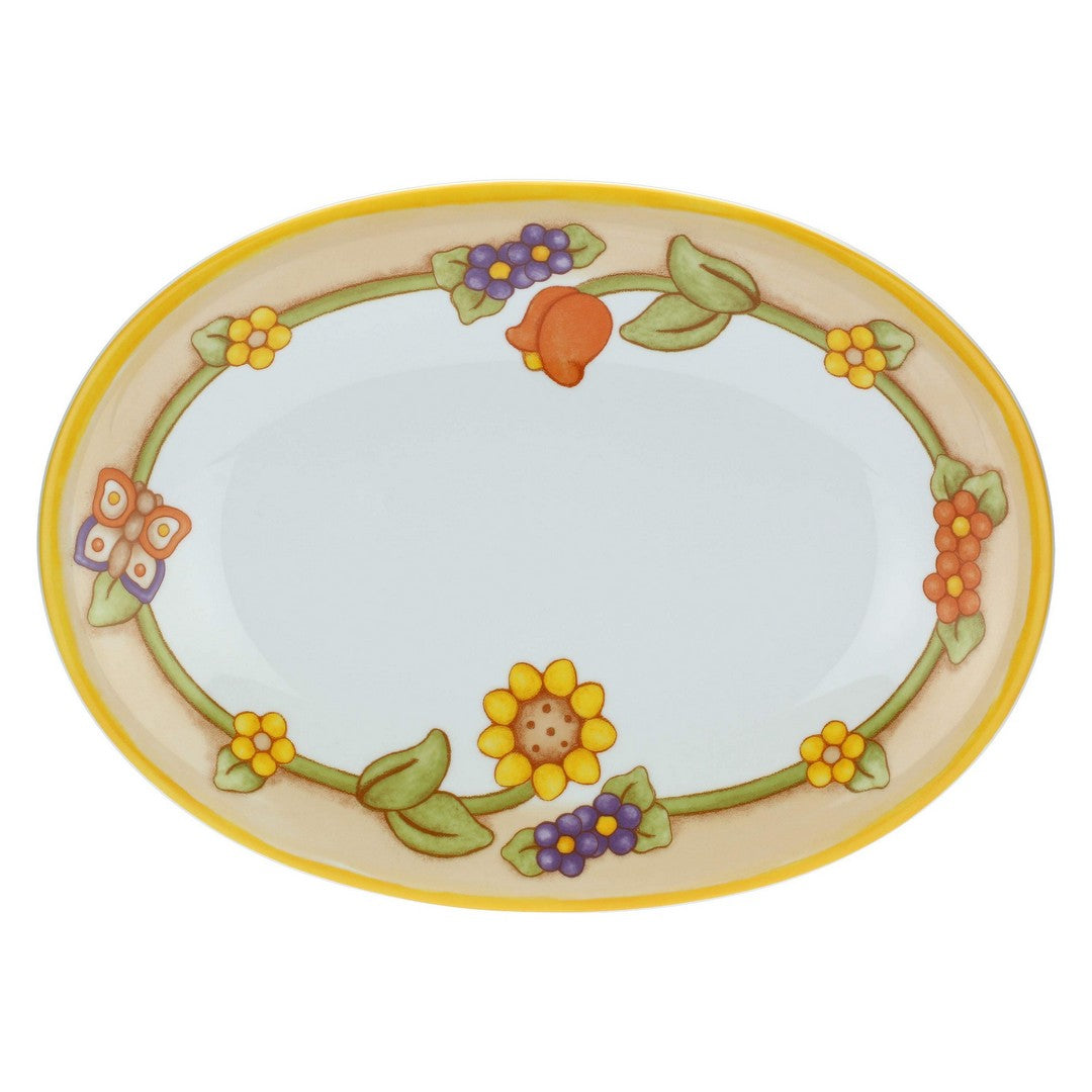 Thun Piatto ovale Country multiuso con fiori e farfalla grande - p3800e02 - Gioielleria De Patto