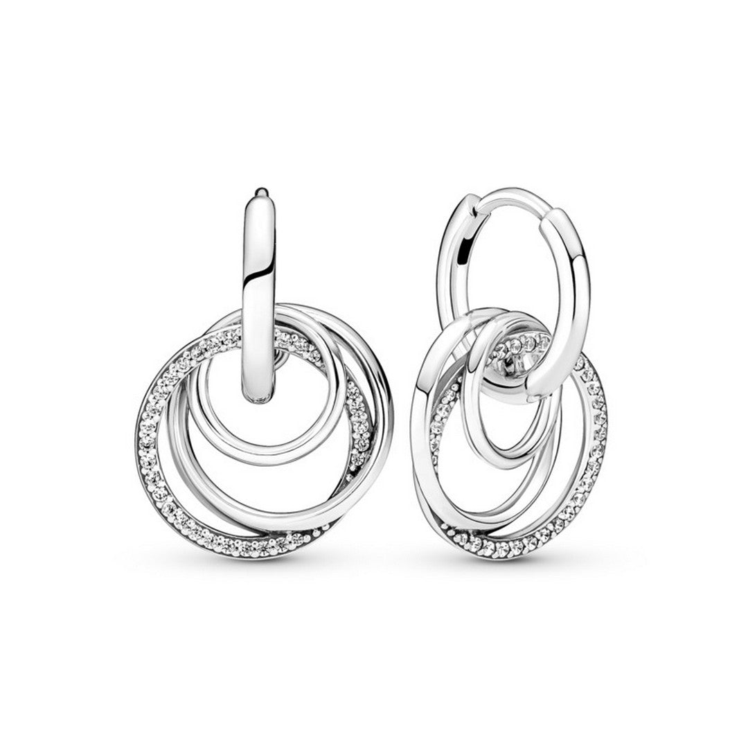 Orecchini Donna Pandora Doppi Cerchi Intreccio Infinito - 291156C01 - Gioielleria De Patto