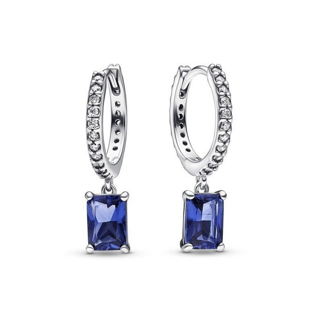 Pandora Orecchini Donna Cerchi Pavè e Pietre Blu - 292381C01 - Gioielleria De Patto