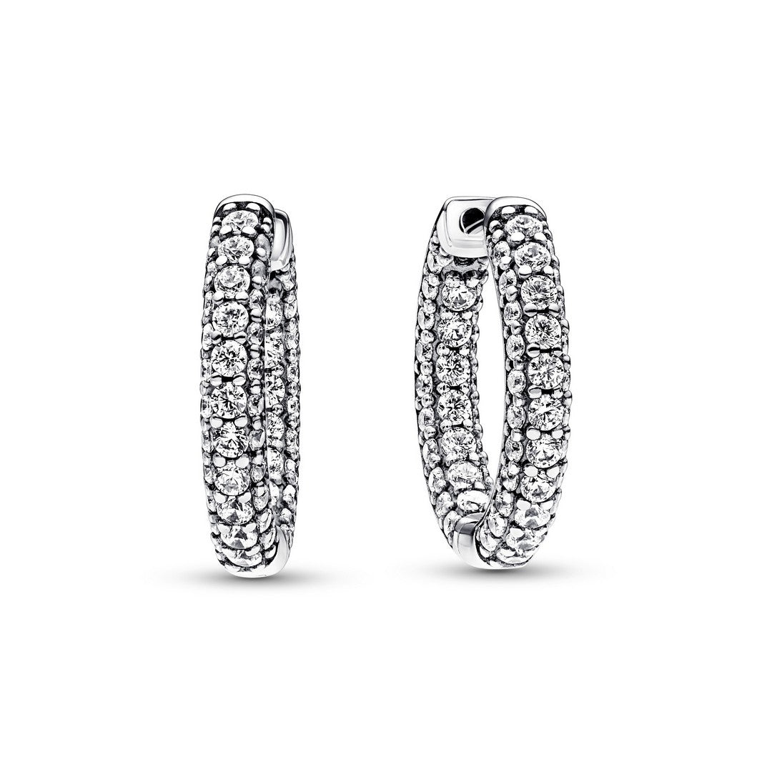 Orecchini Donna Pandora Cerchi Pavè Fascia Singola - 292624C01 - Gioielleria De Patto