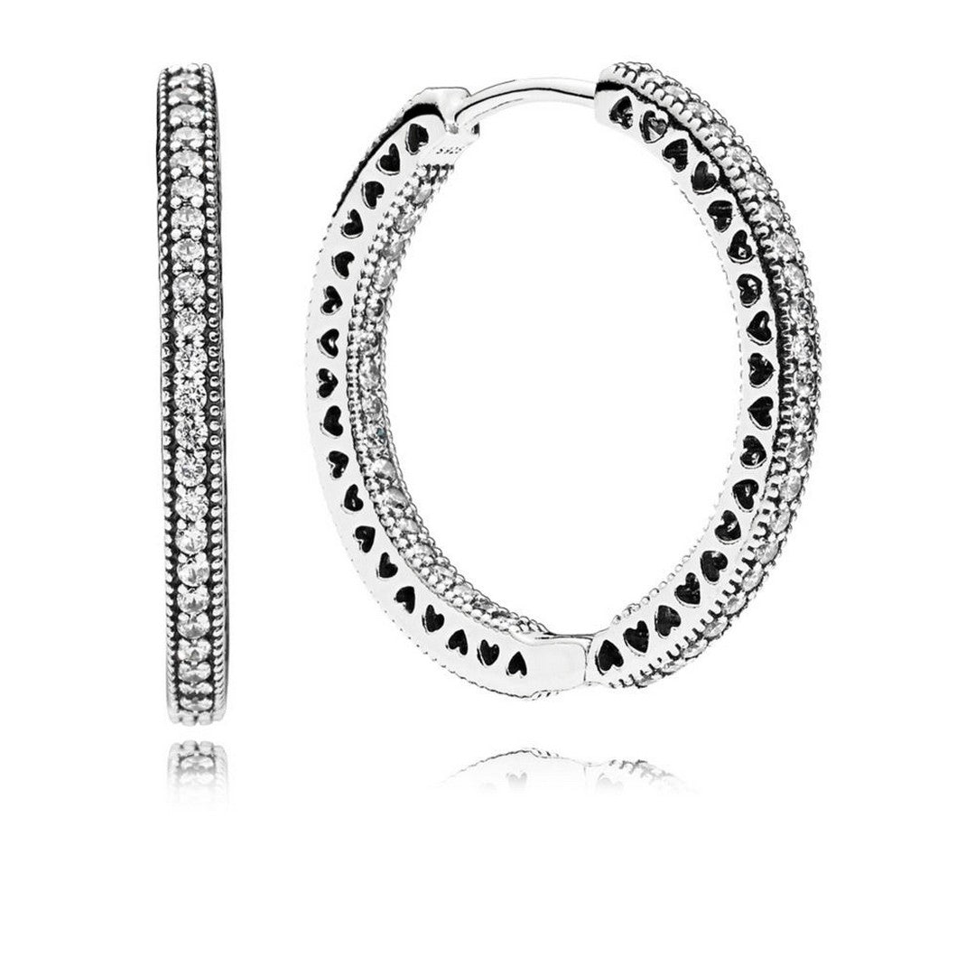 Orecchini Donna Pandora Cerchi Cuori Scintillanti - 296319CZ - Gioielleria De Patto