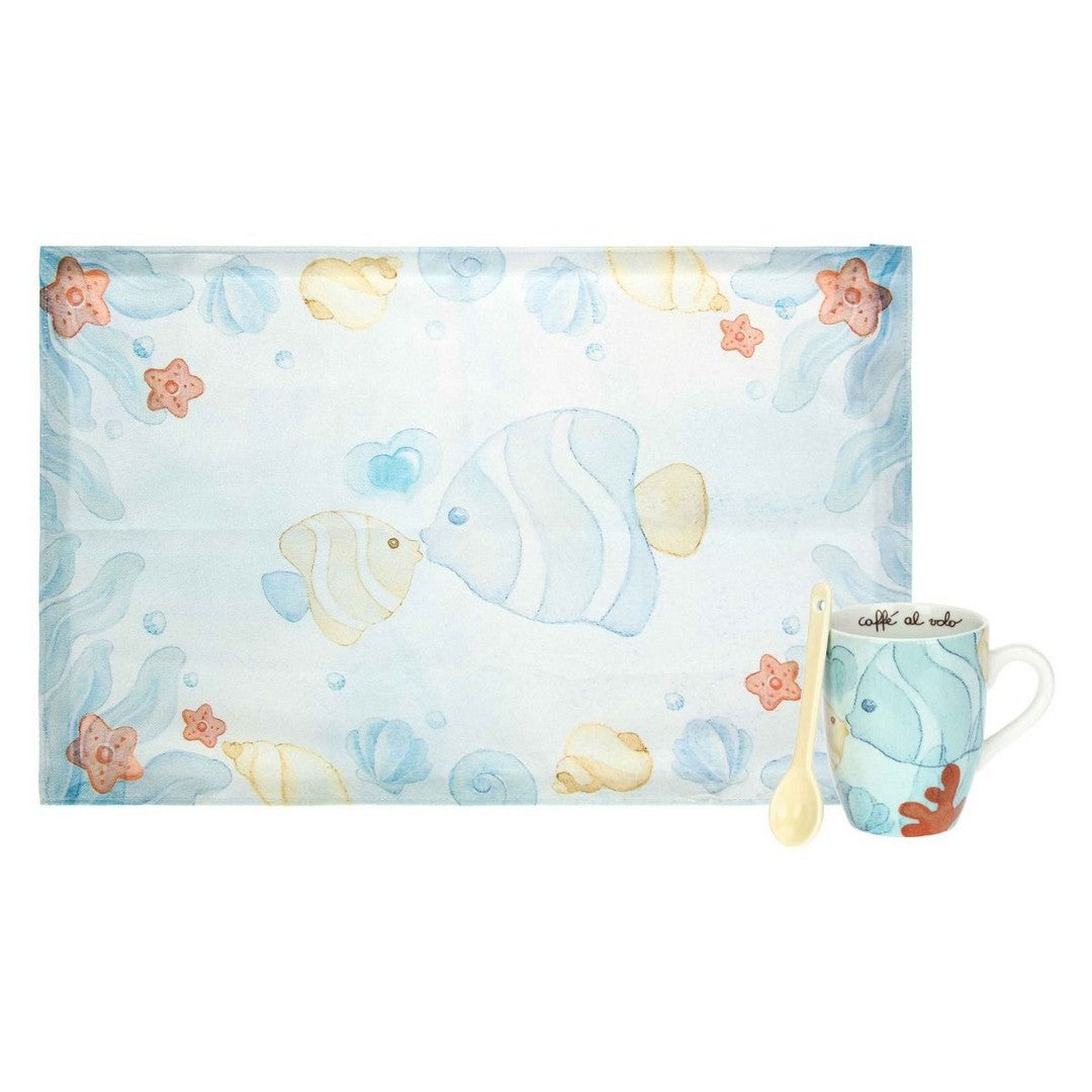 Thun Mug in porcellana con tovaglietta in cotone Mare da amare - P4949P00