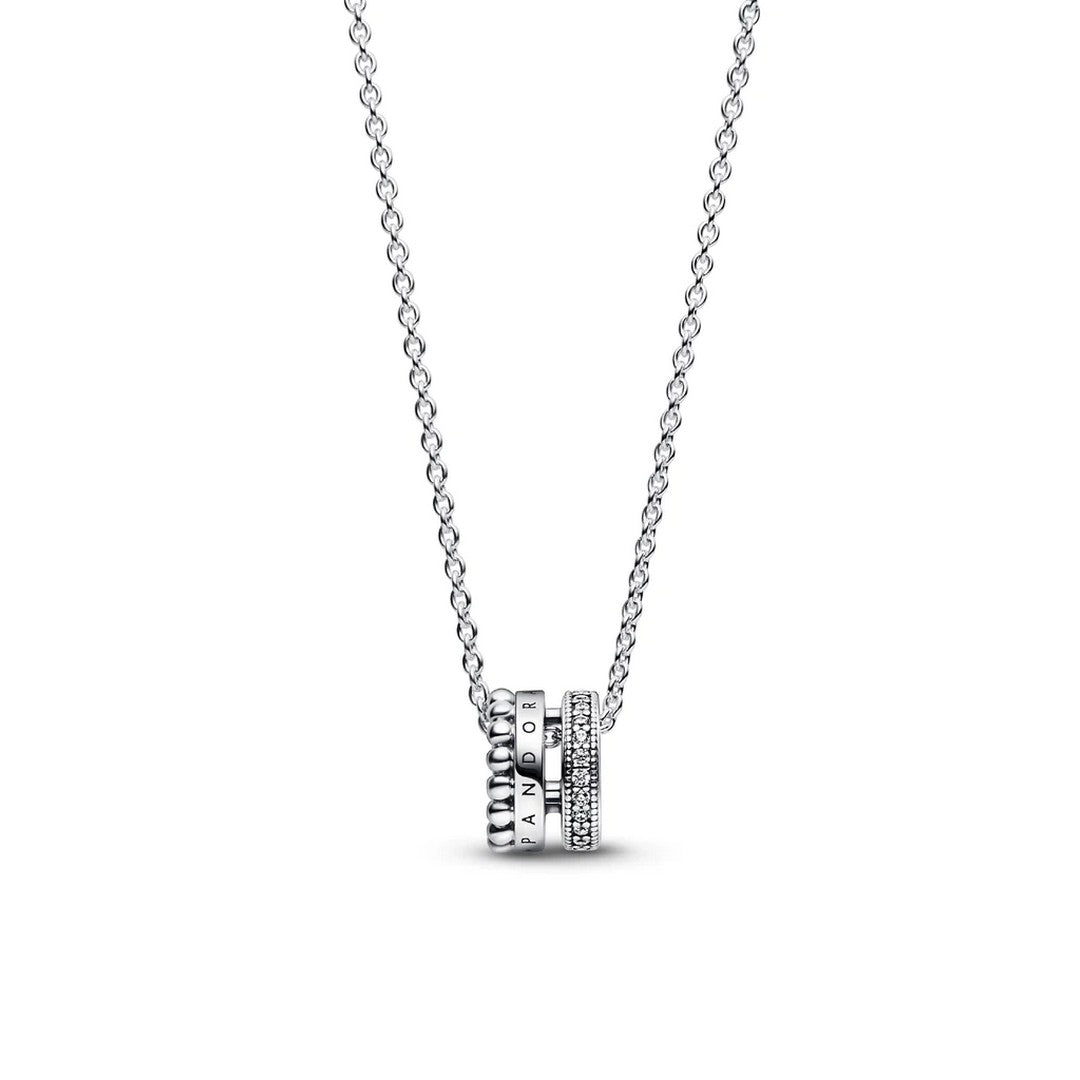Collana Donna Pandora con Logo, Pavé e Sfere - 392311C01 - Gioielleria De Patto