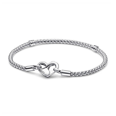 Bracciale Donna Pandora Maglia Geometrica con Chiusura a Cuore - 592453C00 - Gioielleria De Patto