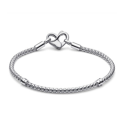 Bracciale Donna Pandora Maglia Geometrica con Chiusura a Cuore - 592453C00 - Gioielleria De Patto