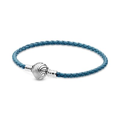 Bracciale Pandora in Pelle Turchese con Chiusura a Conchiglia - 598951C01 - Gioielleria De Patto