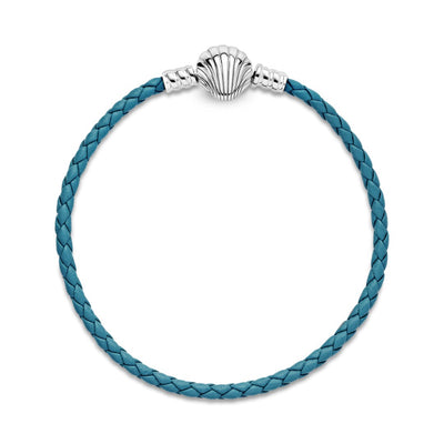 Bracciale Pandora in Pelle Turchese con Chiusura a Conchiglia - 598951C01 - Gioielleria De Patto