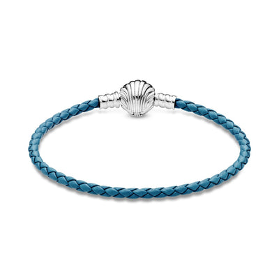 Bracciale Pandora in Pelle Turchese con Chiusura a Conchiglia - 598951C01 - Gioielleria De Patto