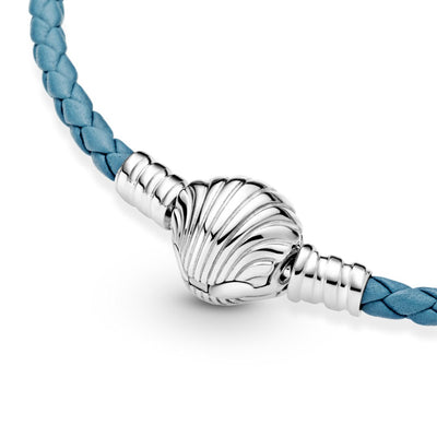Bracciale Pandora in Pelle Turchese con Chiusura a Conchiglia - 598951C01 - Gioielleria De Patto