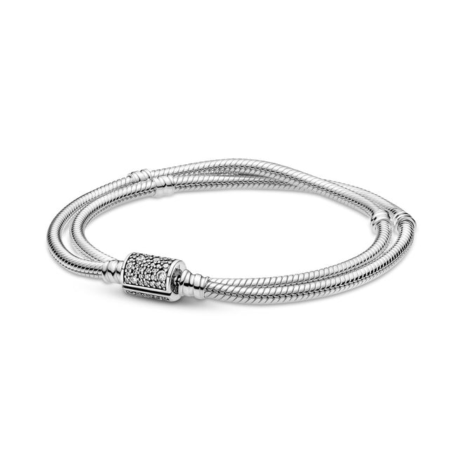 Doppio Bracciale Donna Pandora con Chiusura Pavè - 599544C01 - Gioielleria De Patto