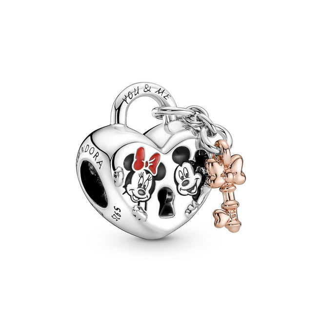 Charm Donna Pandora Disney, Lucchetto d'Amore di Mickey Mouse & Minnie - 780109C01
