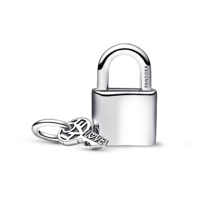 Pendente Donna Pandora Lucchetto e Chiave dellAmore con Pietre Rosse - 790088C02 - Gioielleria De Patto