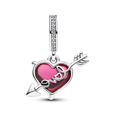 Pandora Charm Donna Pendente Cuore con Freccia Vetro di Murano - 793085C01 - Gioielleria De Patto