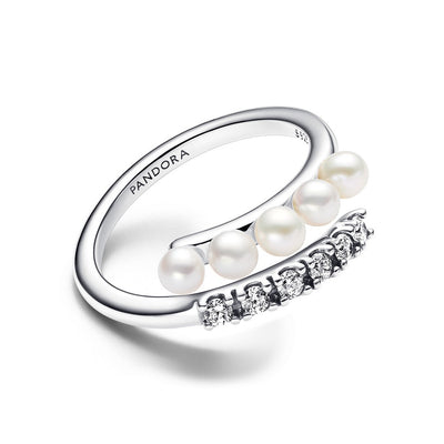 Anello Donna Pandora Intreccio con Perle dAcqua Dolce Trattate e Pavè - 193145C01 - Gioielleria De Patto
