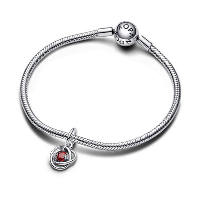 Charm Donna Pandora Pendente Cerchio Eterno Rosso Scuro Gennaio - 793125C07 - Gioielleria De Patto