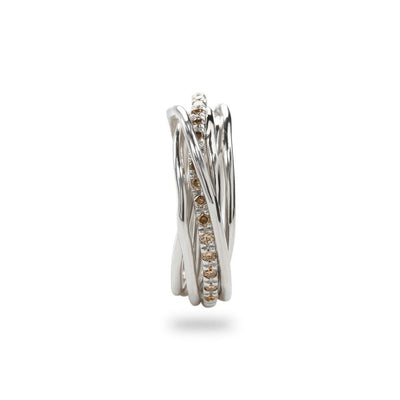 Rubinia Anello Unisex Filodellavita Classic 7 fili in Argento 925 e 16 Diamanti Brown - AN7ABR - Gioielleria De Patto
