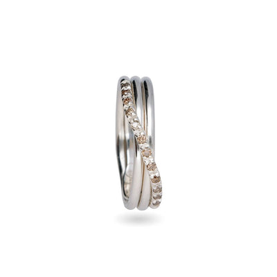 Rubinia Anello Donna Filodellavita Classic 3 fili in Argento 925 e 12 Diamanti Brown - AN8ABR - Gioielleria De Patto