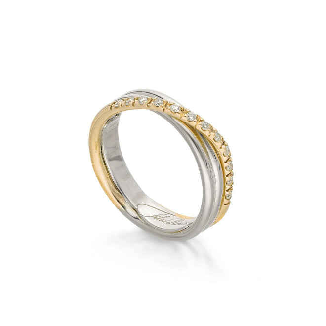 Rubinia Anello Donna Filodellavita Classic 3 fili in Oro Giallo 9kt Argento e Diamanti Bianchi - AN8AGBT - Gioielleria De Patto