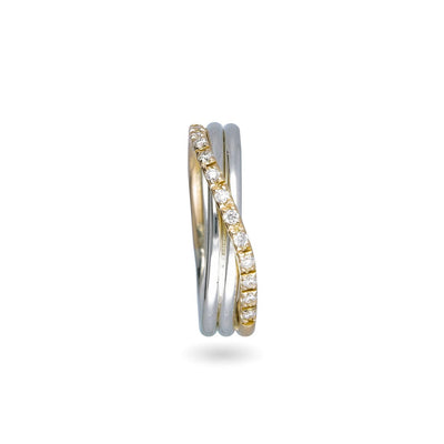Rubinia Anello Donna Filodellavita Classic 3 fili in Oro Giallo 9kt Argento e Diamanti Bianchi - AN8AGBT - Gioielleria De Patto