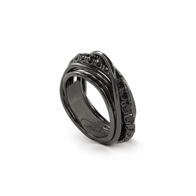 Rubinia Anello Uomo Filodellavita Rock 7 fili in Argento 925 brunito e Diamanti Black - AN9NBN - Gioielleria De Patto