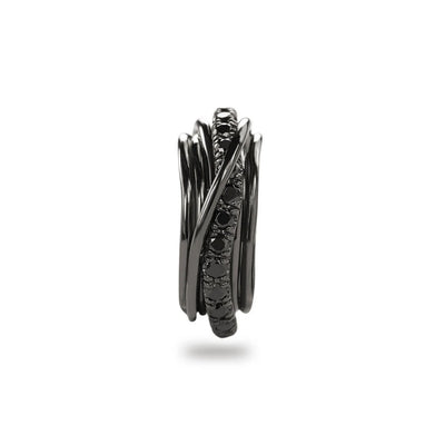 Rubinia Anello Uomo Filodellavita Rock 7 fili in Argento 925 brunito e Diamanti Black - AN9NBN - Gioielleria De Patto