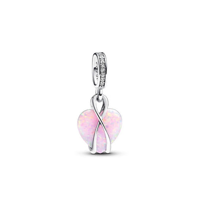 Charm Donna Pandora Pendente Cuore di Mamma Rosa Opalescente - 793202C01 - Gioielleria De Patto